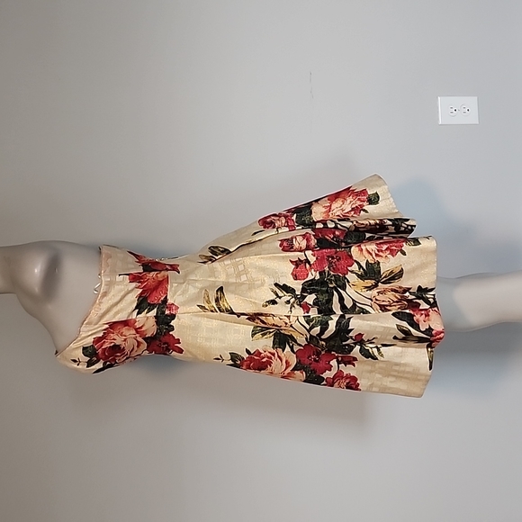 Nicole Miller gold/floral metallic shimmery strapless dress-0 - Picture 3 of 10